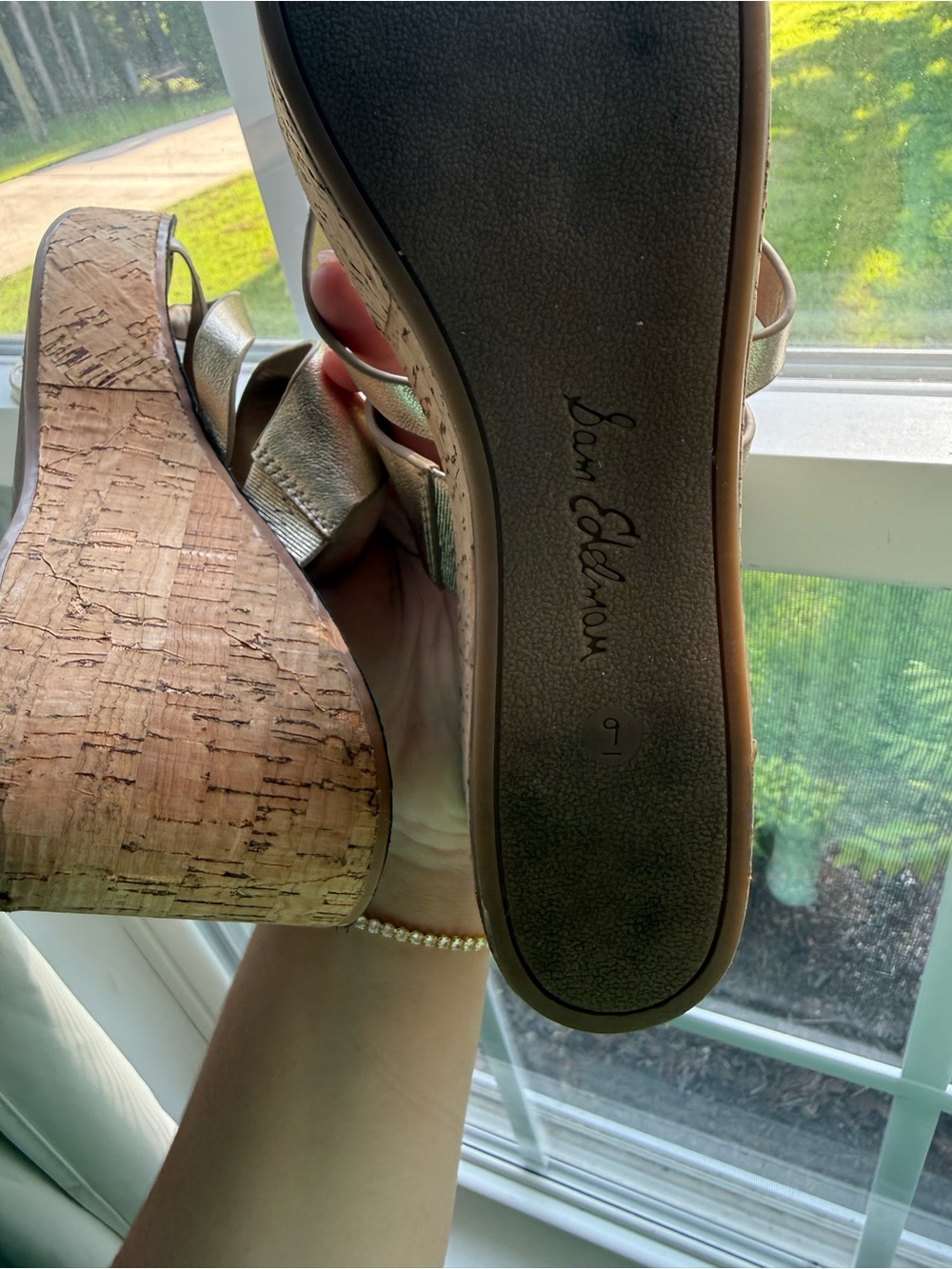 SAM EDELMAN Gold Women’s Wedge Sandals - Picture 3 of 3